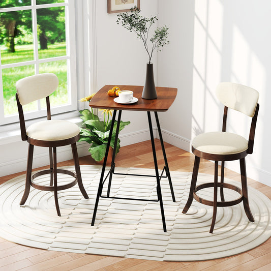 25.5 Inch Counter Height Chairs Set of 2 with Padded Seat and Backrest-Brown - Tampa Home & Garden Store