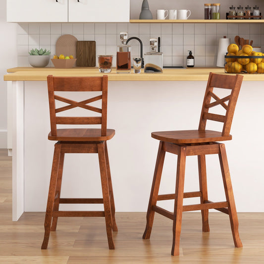 Swivel 24-Inch Counter Height Stool Set of 2 with Inclined Backrest - Tampa Home & Garden Store