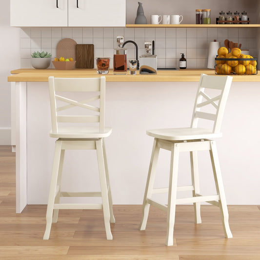 Swivel 24-Inch Counter Height Stool Set of 2 with Inclined Backrest - Tampa Home & Garden Store