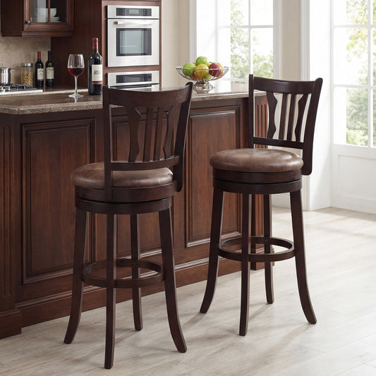 Counter Height Swivel Bar Stools Set of 2 with Back and Solid Rubber Frame - Tampa Home & Garden Store