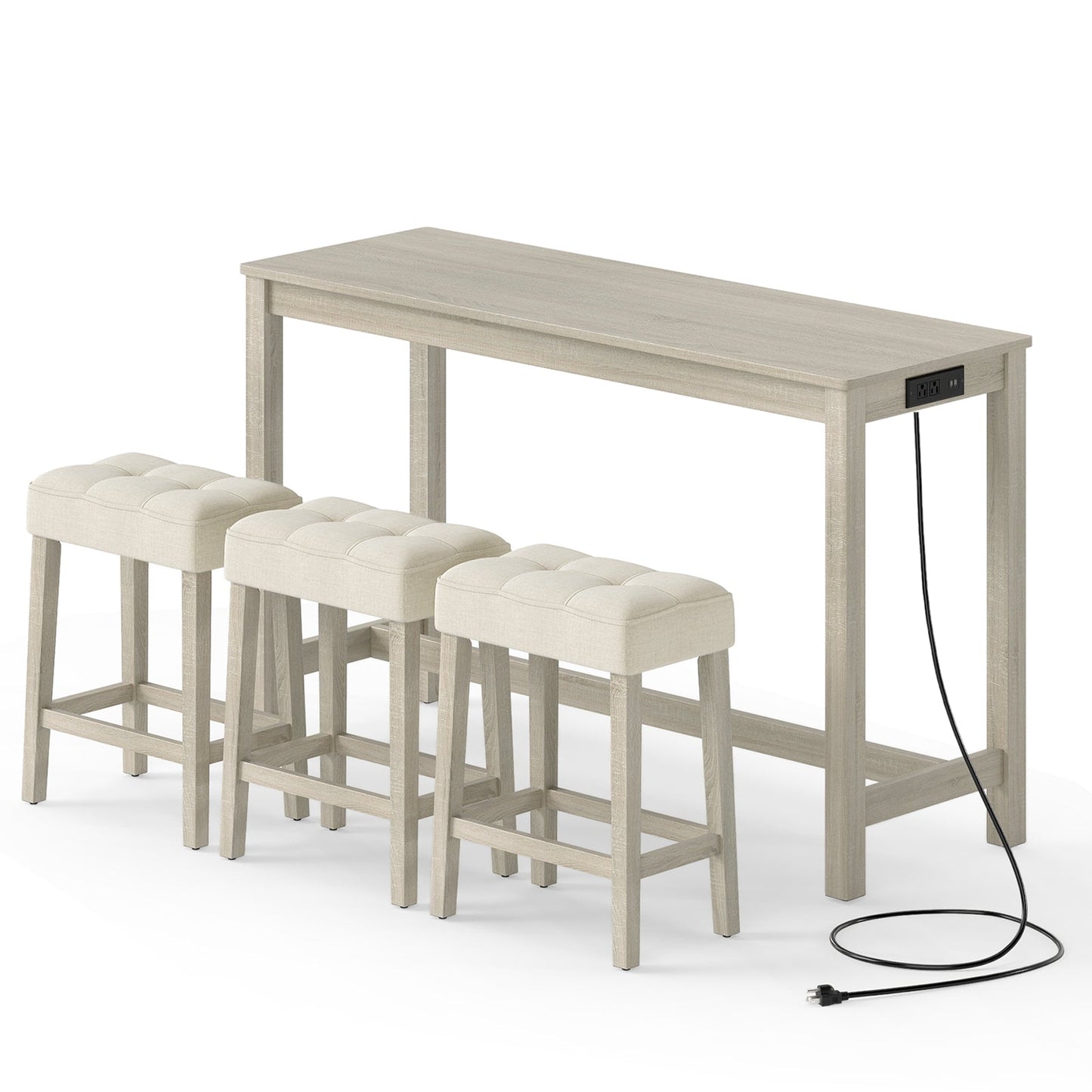 Counter Height Table with 3 Stools and 4-Piece Breakfast Nook Bar Set-Gray