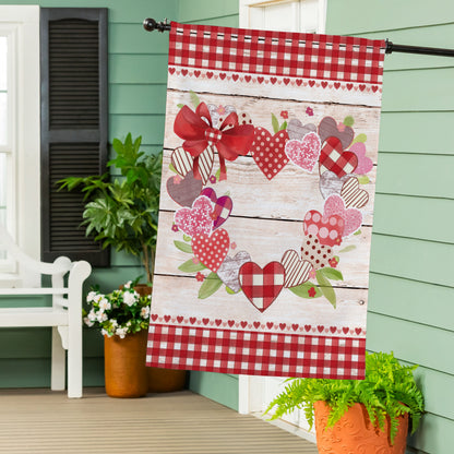 Country Heart Wreath Burlap House Flag - Tampa Home & Garden Store