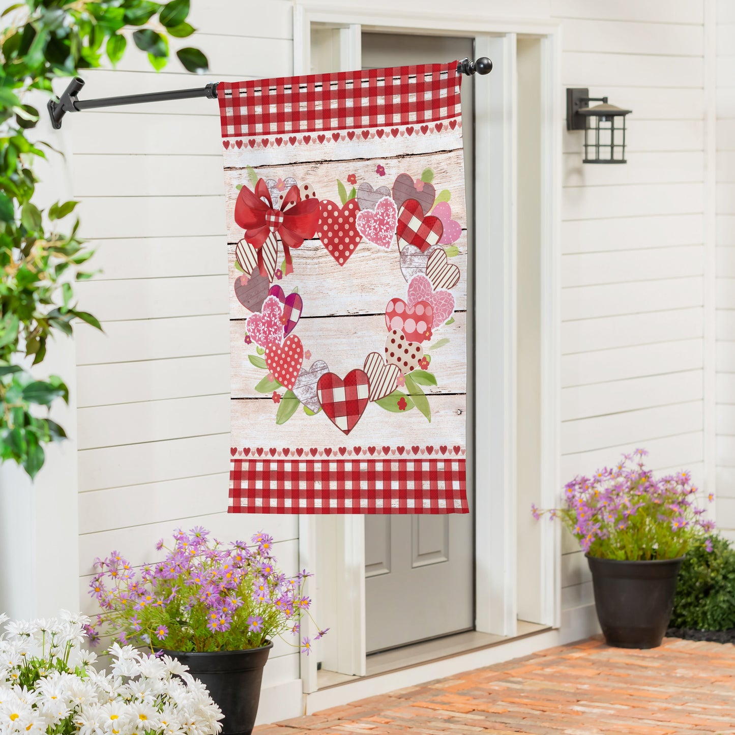 Country Heart Wreath Burlap House Flag - Tampa Home & Garden Store