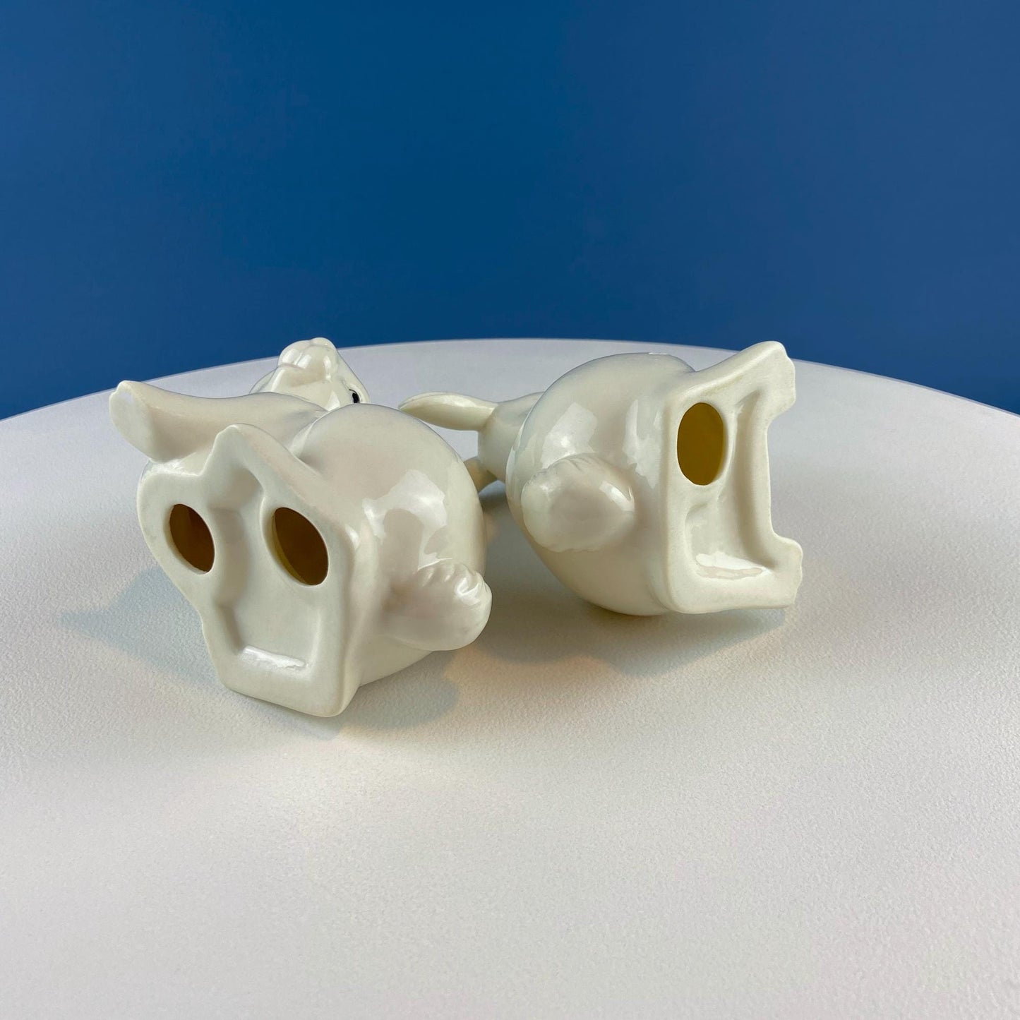 Couple of White Bunnies. Porcelain Rabbit Figurines. Set of 2. Home Dining Room Table Decor. Kids Room. Easter/Spring Celebration. - Tampa Home & Garden Store