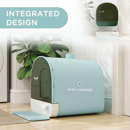 Covered Cat Litter Box with Odor Filter - Complete Privacy Kit with Tray, Scoop & Mat | Green Hooded Litter House - Tampa Home & Garden Store