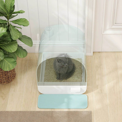 Covered Cat Litter Box with Odor Filter - Complete Privacy Kit with Tray, Scoop & Mat | Green Hooded Litter House - Tampa Home & Garden Store