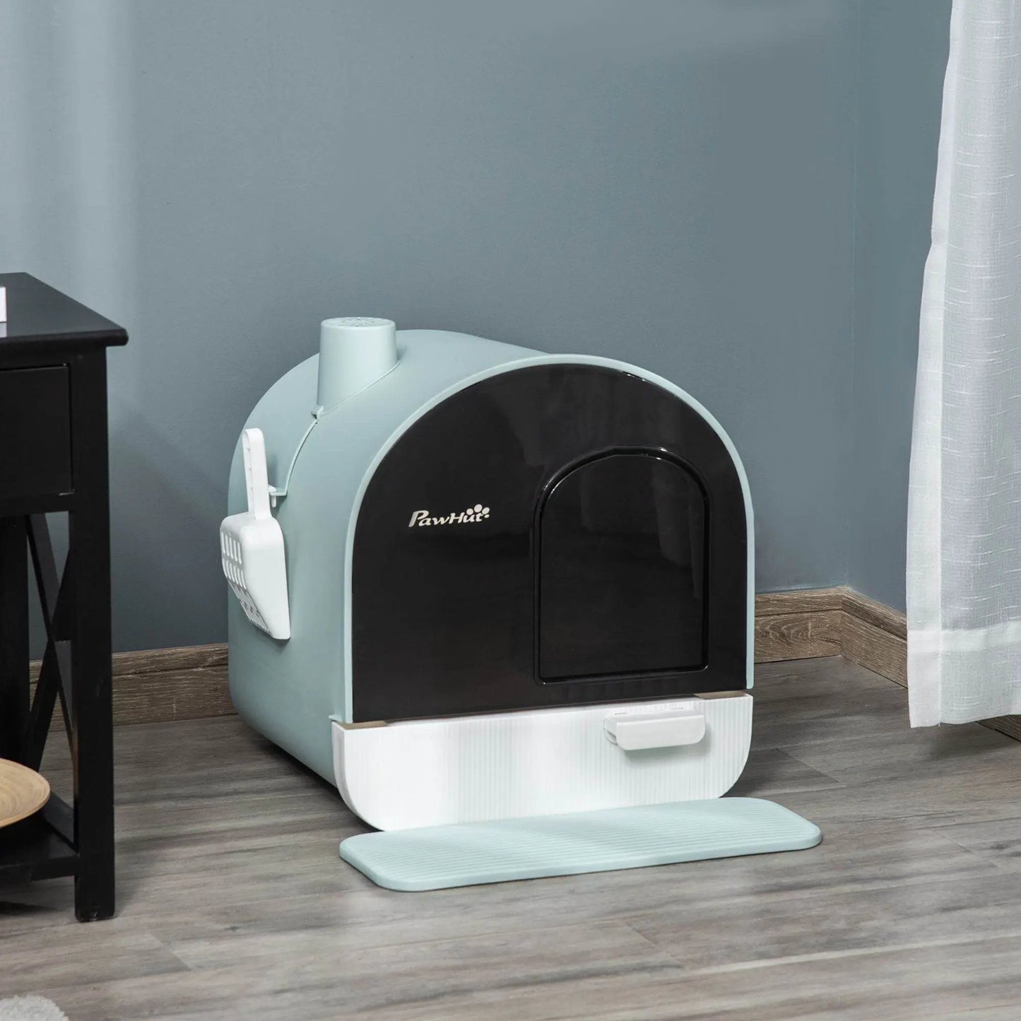 Covered Cat Litter Box with Odor Filter - Complete Privacy Kit with Tray, Scoop & Mat | Green Hooded Litter House - Tampa Home & Garden Store