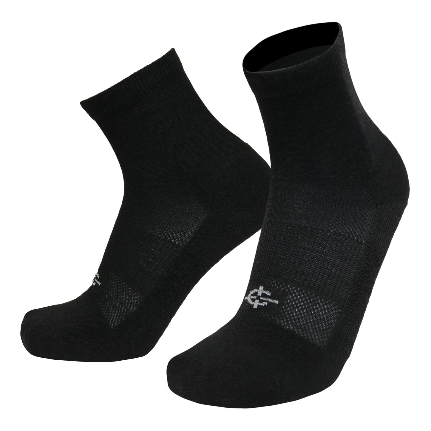 Wool BEAST Mini-Crew Sock, black military athletic sock, Covert Threads branding at toe, pair on Tampa Home & Garden Store