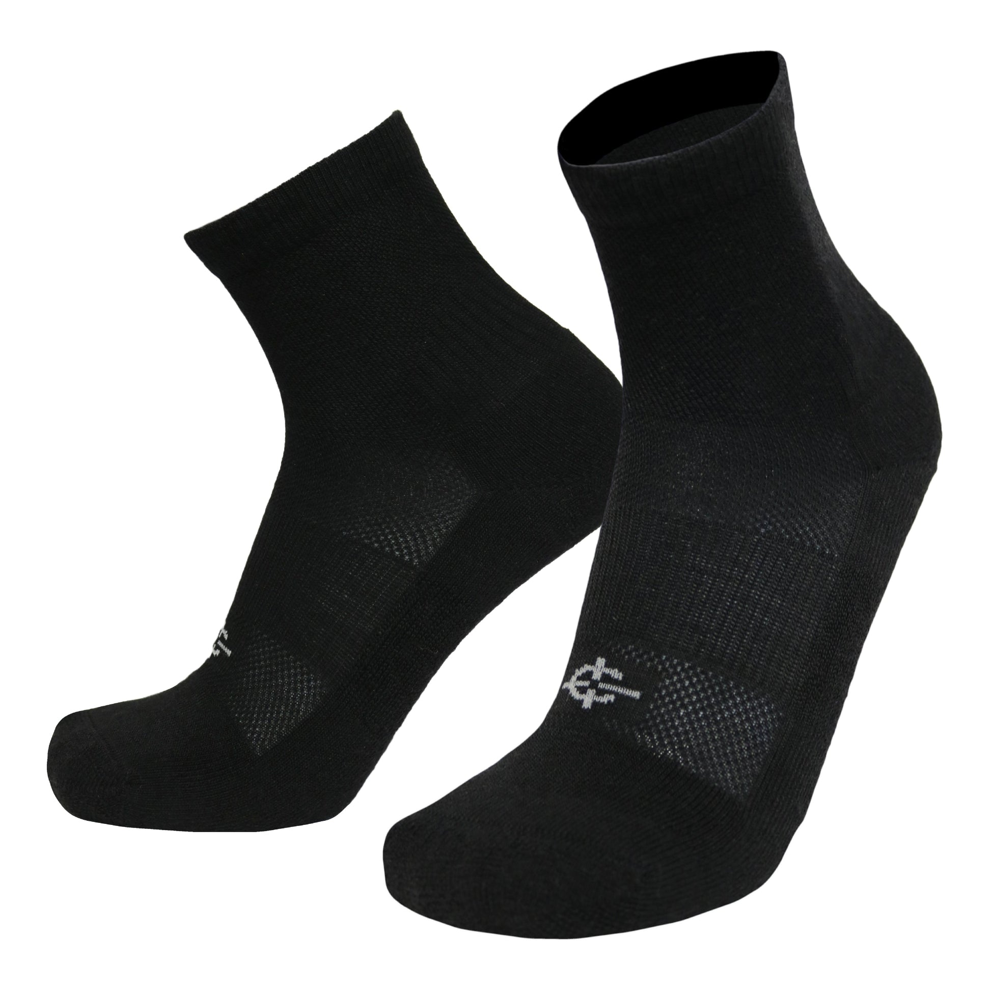 Wool BEAST Mini-Crew Sock, black military athletic sock, Covert Threads branding at toe, pair on Tampa Home & Garden Store