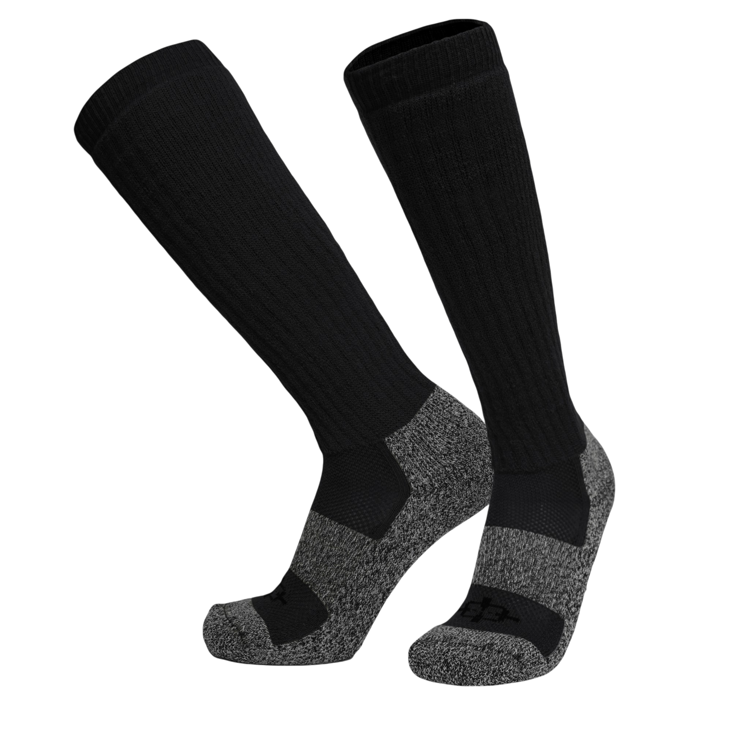 ROCK INFILTRATOR knee sock pair in black with gray knit bands, military/tactical knee socks on Tampa Home & Garden Store