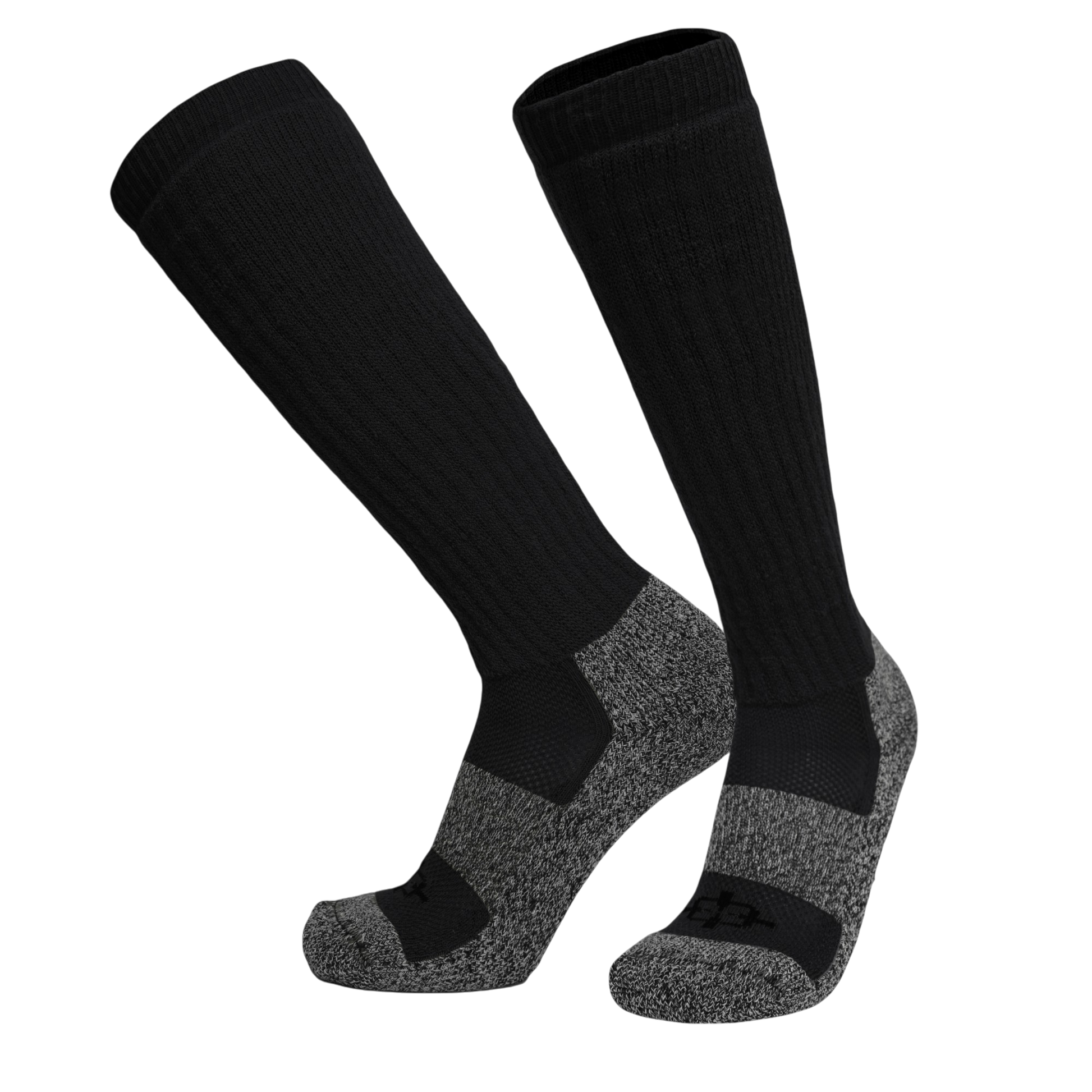 ROCK INFILTRATOR knee sock pair in black with gray knit bands, military/tactical knee socks on Tampa Home & Garden Store