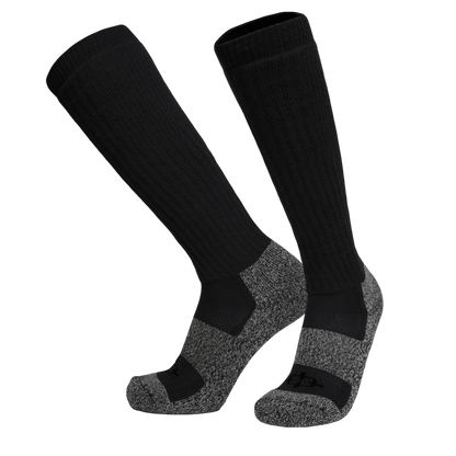 ROCK INFILTRATOR knee sock pair in black with gray knit bands, military/tactical knee socks on Tampa Home & Garden Store