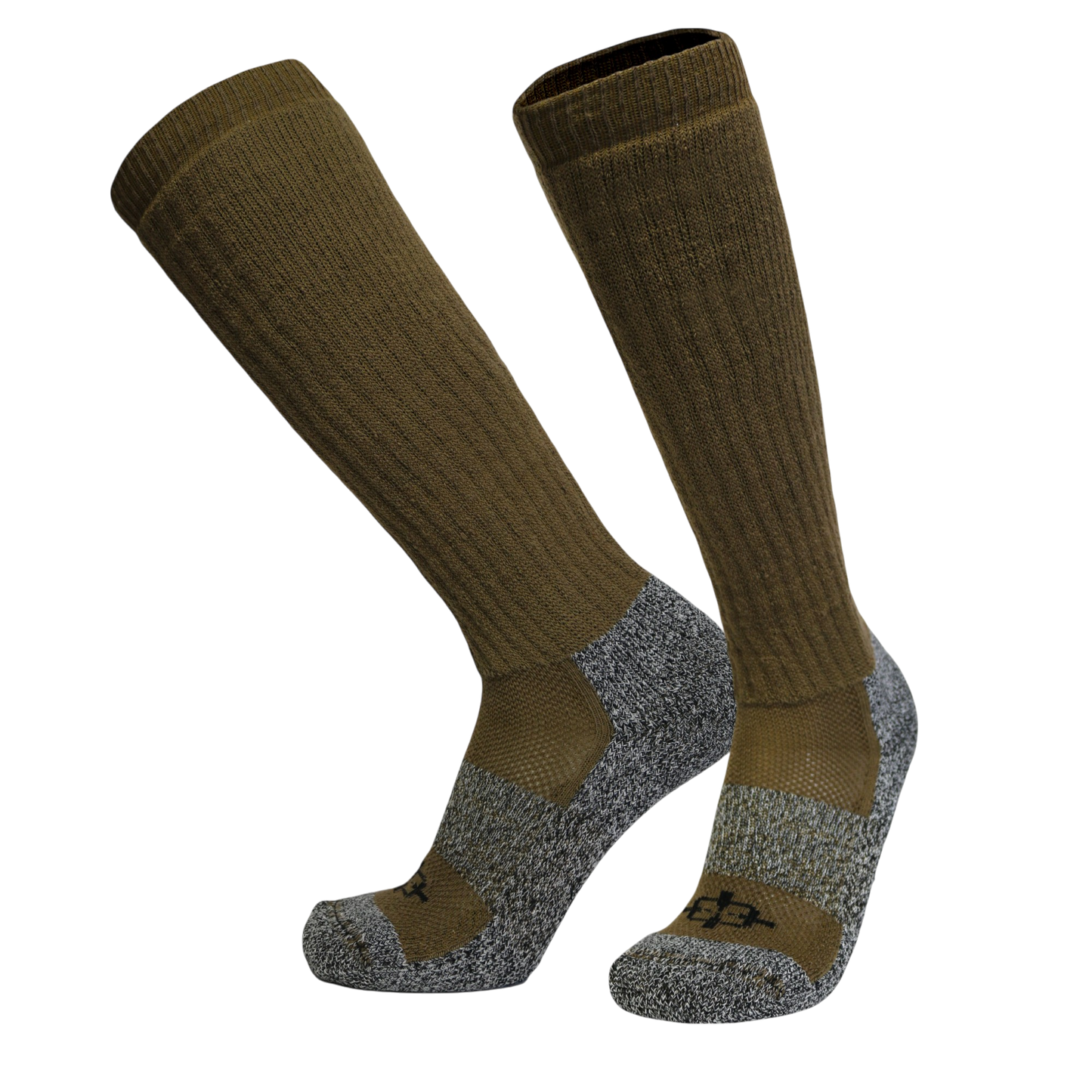 ROCK INFILTRATOR Sock olive-brown ribbed knit knee-high; military knee socks pair on Tampa Home & Garden Store