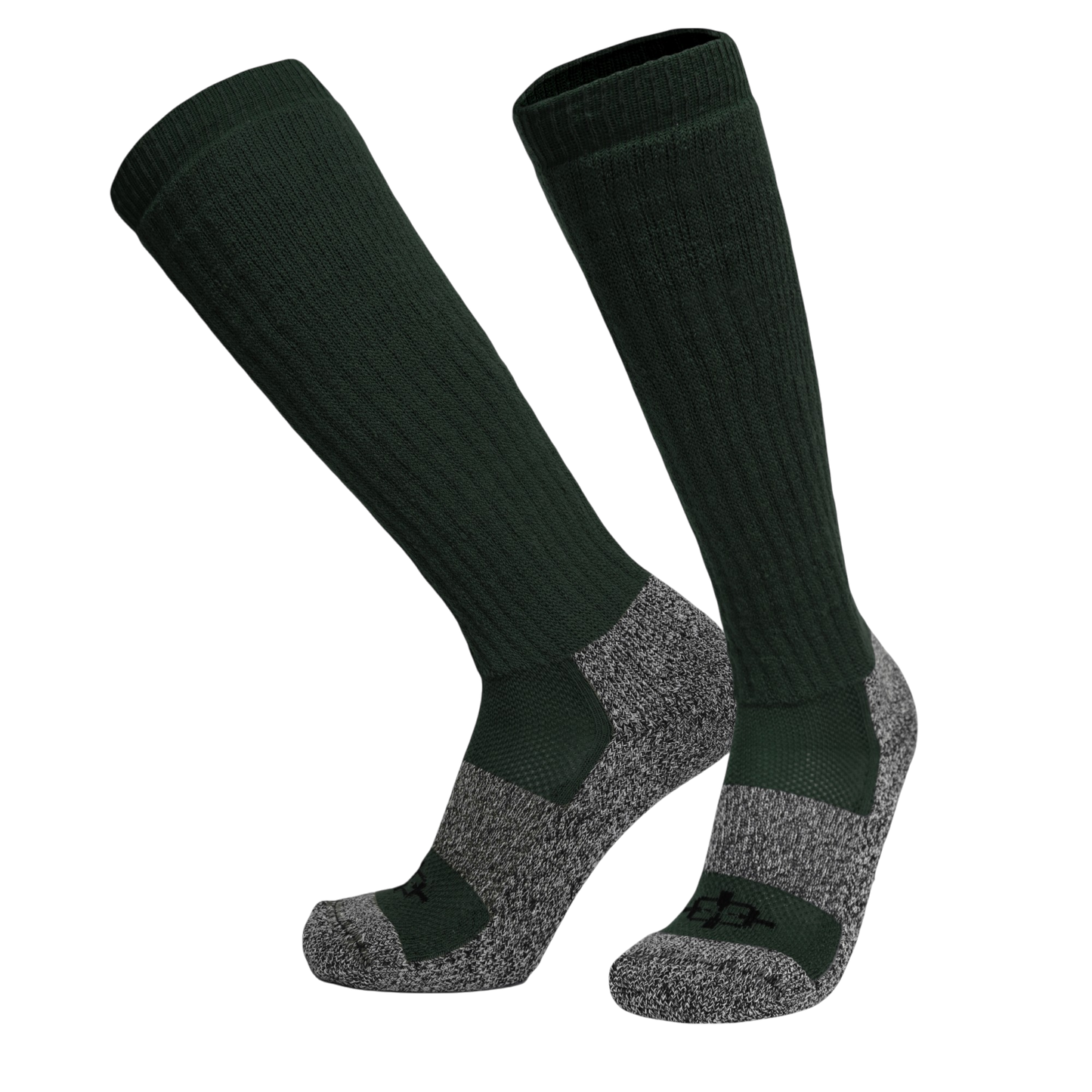 ROCK INFILTRATOR Sock, knee-length dark green with gray toe, Covert Threads military sock on Tampa Home & Garden Store