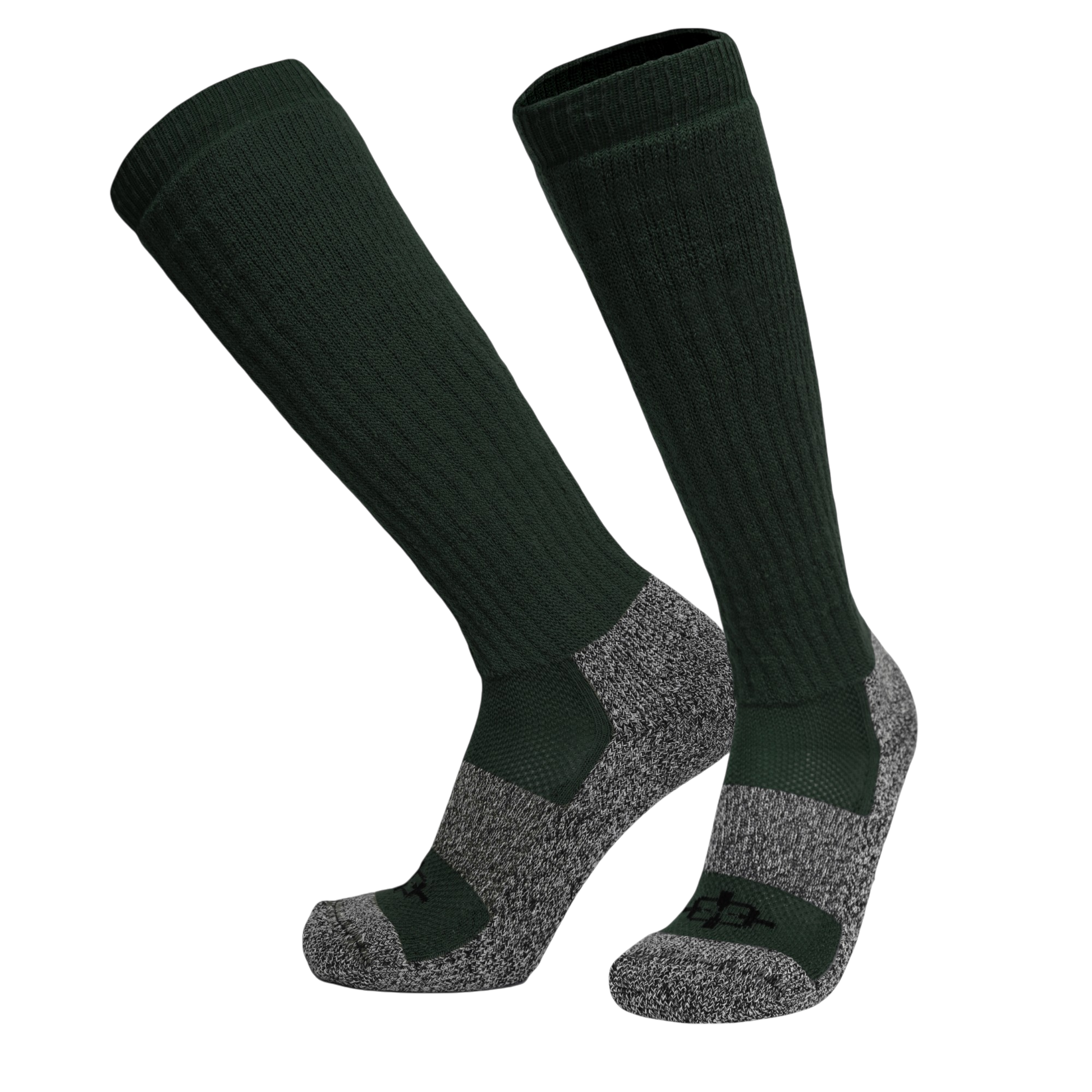ROCK INFILTRATOR Sock, knee-length dark green with gray toe, Covert Threads military sock on Tampa Home & Garden Store