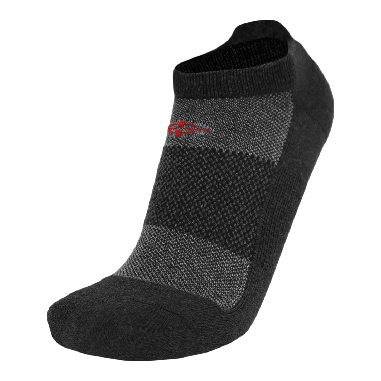 Wool BEAST Lo-Cut tactical sock in dark gray with red Covert Threads logo on cuff on Tampa Home & Garden Store