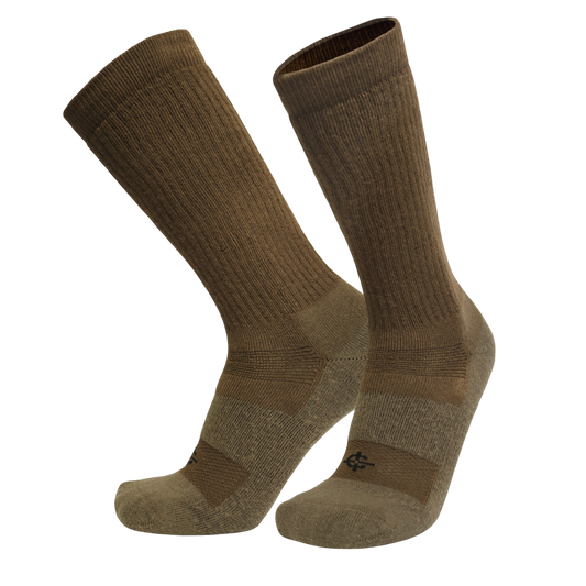 Desert Sock pair of crew socks in tan ribbed knit by Covert Threads military brand on Tampa Home & Garden Store