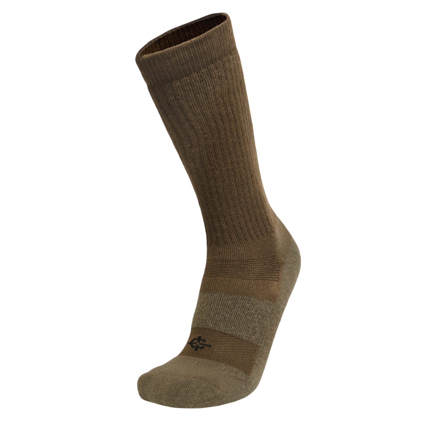Desert Sock military crew sock in brown khaki for hot weather, ribbed cuff, Covert Threads brand on Tampa Home & Garden Store