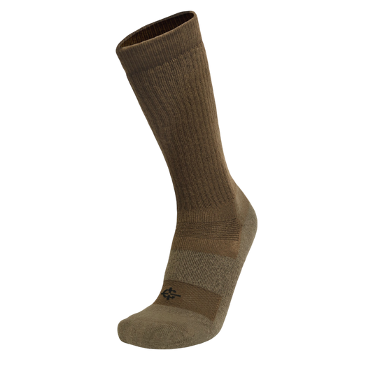 Desert Sock military crew sock in brown khaki for hot weather, ribbed cuff, Covert Threads brand on Tampa Home & Garden Store