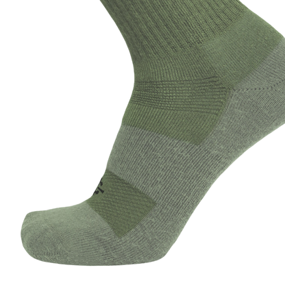 Desert Sock military crew sock in olive green knit by Covert Threads for hot weather on Tampa Home & Garden Store