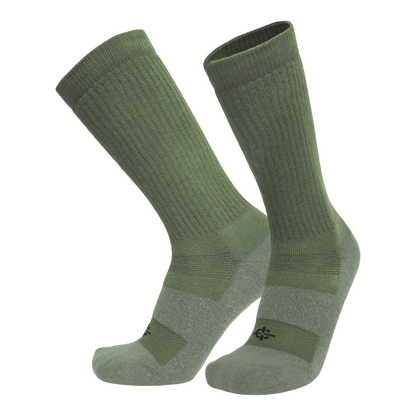 Desert Sock olive green military crew socks with ribbed knit, three socks, Covert Threads on Tampa Home & Garden Store