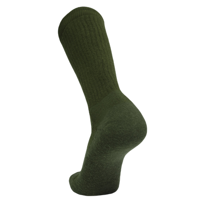 Desert Sock military crew sock in olive green with rugged knit fabric on Tampa Home & Garden Store