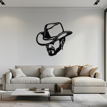 Cowboy Face Silhouette Metal Wall Art – Western Country Style Wall Decor for Home or Office- KAF679 - Tampa Home & Garden Store