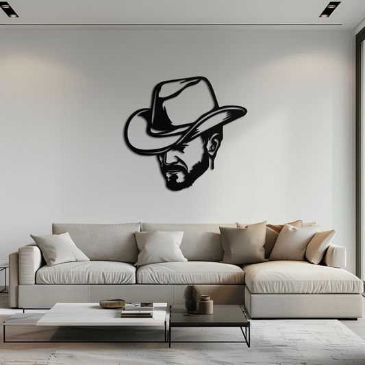 Cowboy Face Silhouette Metal Wall Art – Western Country Style Wall Decor for Home or Office- KAF679 - Tampa Home & Garden Store