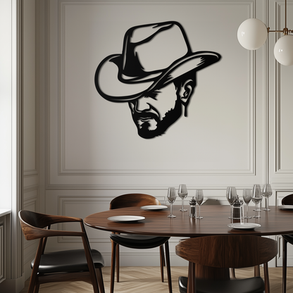 Cowboy Face Silhouette Metal Wall Art – Western Country Style Wall Decor for Home or Office- KAF679 - Tampa Home & Garden Store