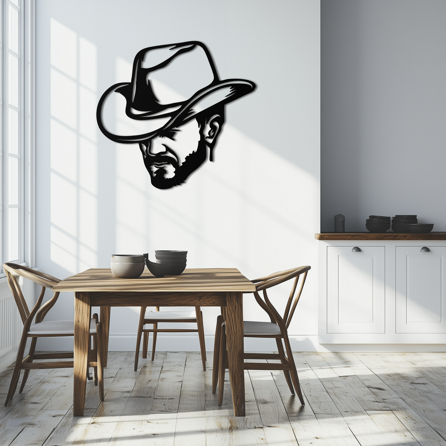 Cowboy Face Silhouette Metal Wall Art – Western Country Style Wall Decor for Home or Office- KAF679 - Tampa Home & Garden Store