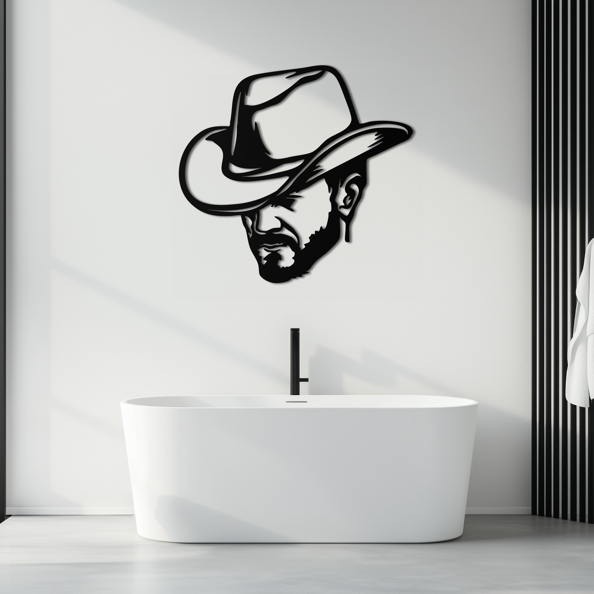 Cowboy Face Silhouette Metal Wall Art – Western Country Style Wall Decor for Home or Office- KAF679 - Tampa Home & Garden Store