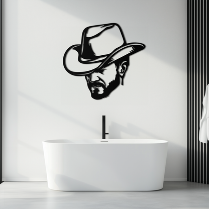 Cowboy Face Silhouette Metal Wall Art – Western Country Style Wall Decor for Home or Office- KAF679 - Tampa Home & Garden Store