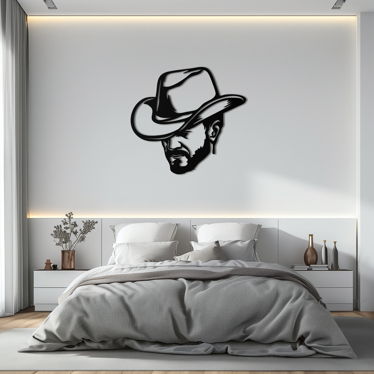 Cowboy Face Silhouette Metal Wall Art – Western Country Style Wall Decor for Home or Office- KAF679 - Tampa Home & Garden Store