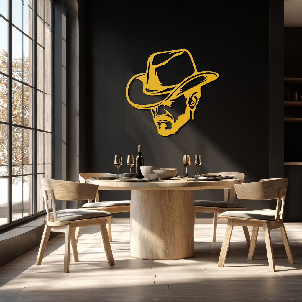 Cowboy Face Silhouette Metal Wall Art – Western Country Style Wall Decor for Home or Office- KAF679 - Tampa Home & Garden Store