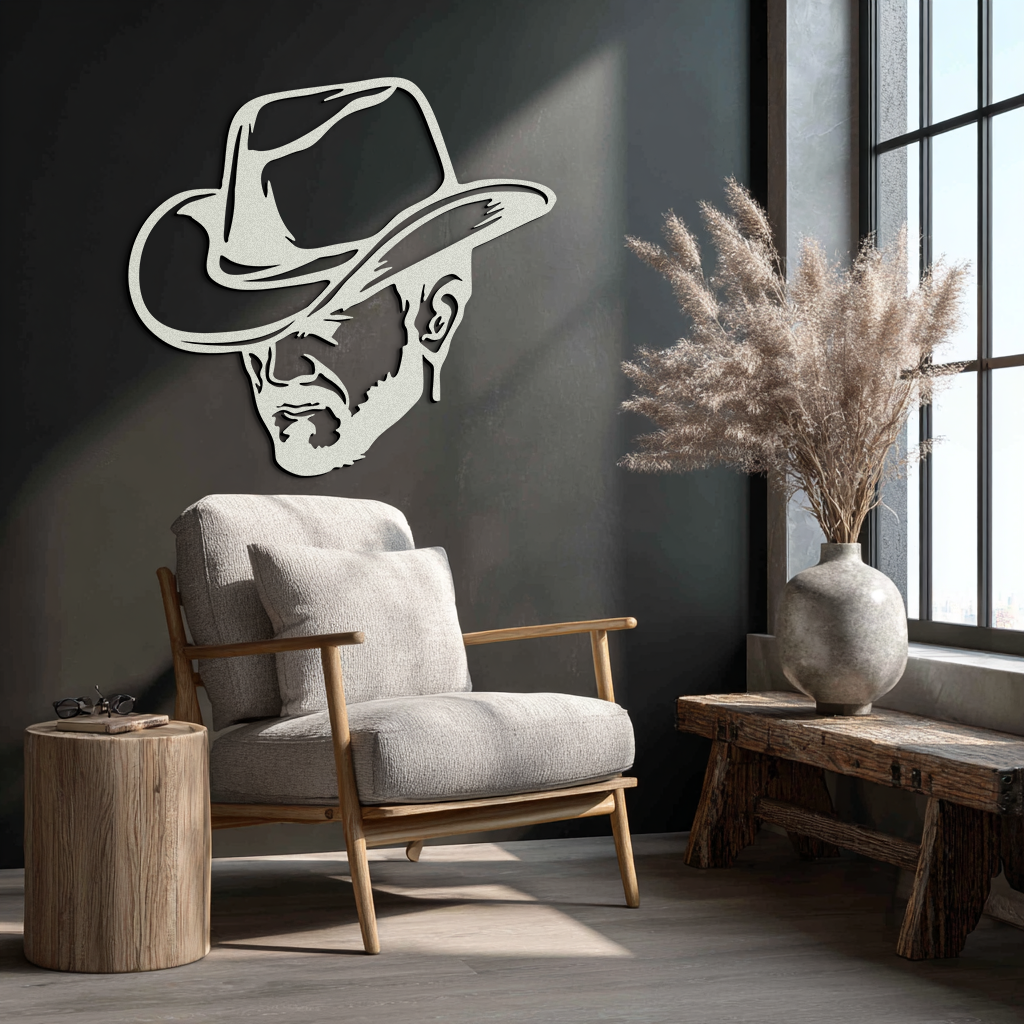 Cowboy Face Silhouette Metal Wall Art – Western Country Style Wall Decor for Home or Office- KAF679 - Tampa Home & Garden Store