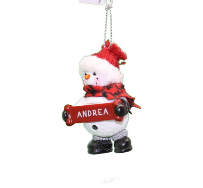 Cozy Snowman Ornament (Letters A - F) - - Tampa Home & Garden Store
