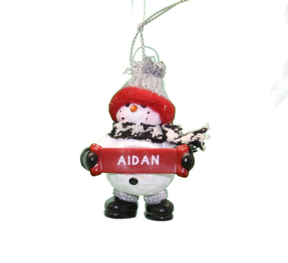 Cozy Snowman Ornament (Letters A - F) - - Tampa Home & Garden Store