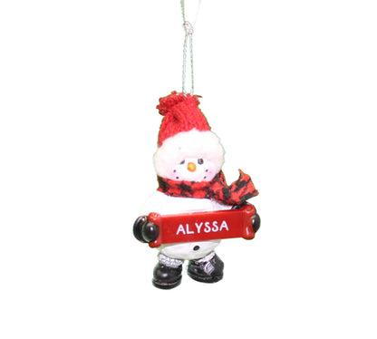 Cozy Snowman Ornament (Letters A - F) - - Tampa Home & Garden Store