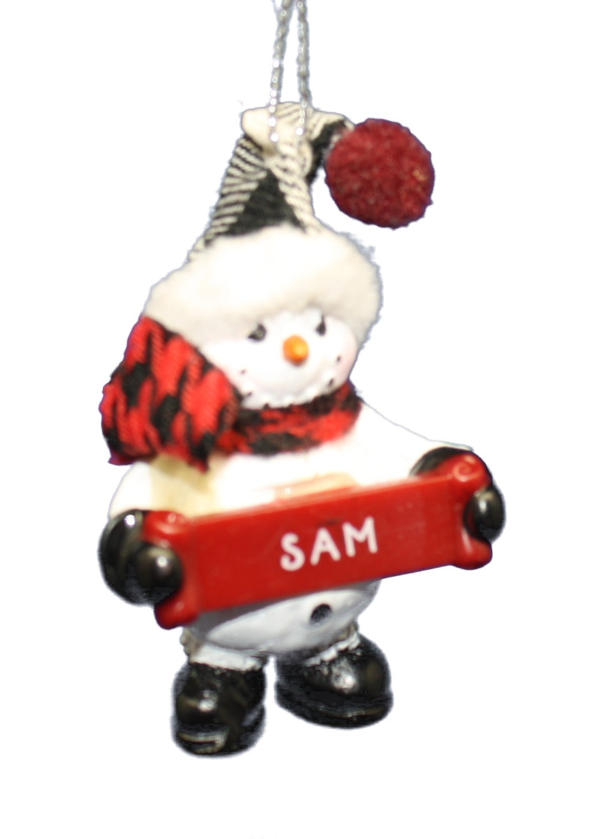 Cozy Snowman Ornament (Letters S - Z) - - Tampa Home & Garden Store