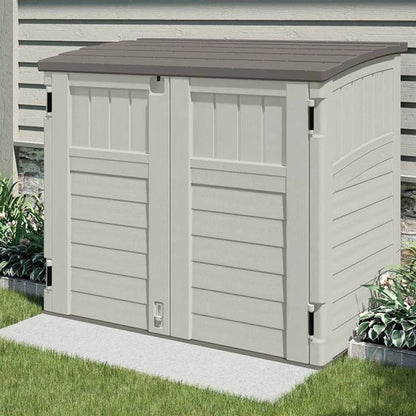 Cream Beige and Grey Outdoor Heavy Duty Plastic Garbage Bin Trash Can Storage Shed - Tampa Home & Garden Store