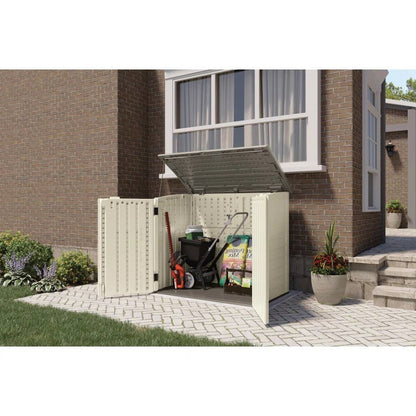 Cream Beige and Grey Outdoor Heavy Duty Plastic Garbage Bin Trash Can Storage Shed - Tampa Home & Garden Store