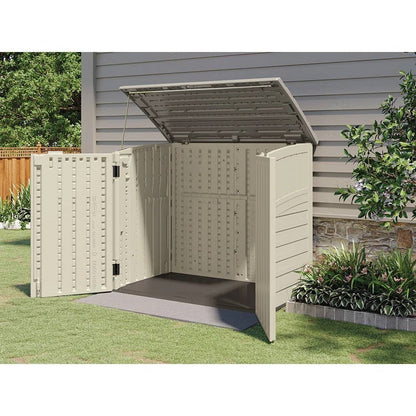 Cream Beige and Grey Outdoor Heavy Duty Plastic Garbage Bin Trash Can Storage Shed - Tampa Home & Garden Store
