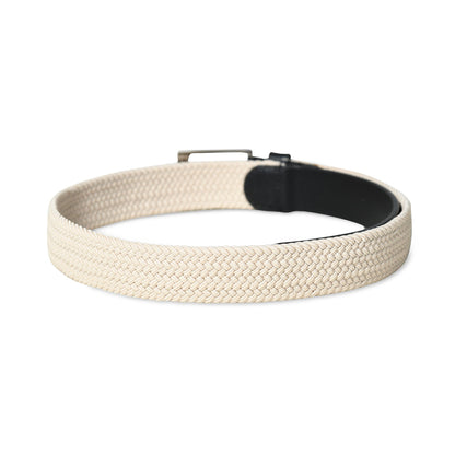 Cream & Black Braided Canvas Leather Belt - Tampa Home & Garden Store