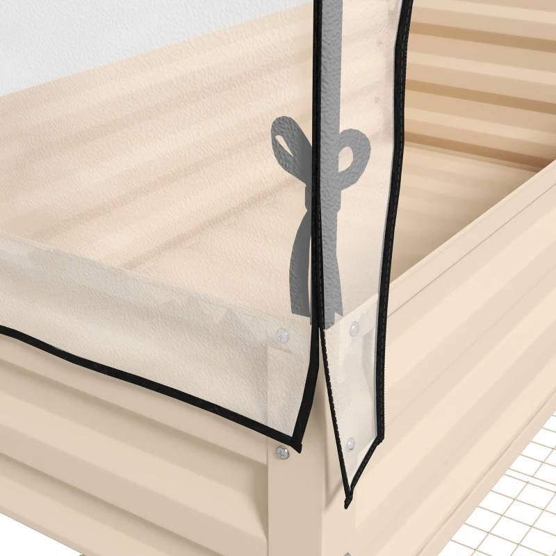 Cream Elevated Metal Raised Garden Bed w/ Greenhouse Cover - Tampa Home & Garden Store