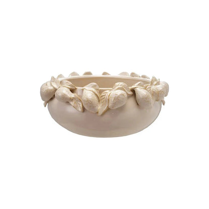 Cream Stoneware Bowl with Lemons – Decorative Accent - Tampa Home & Garden Store