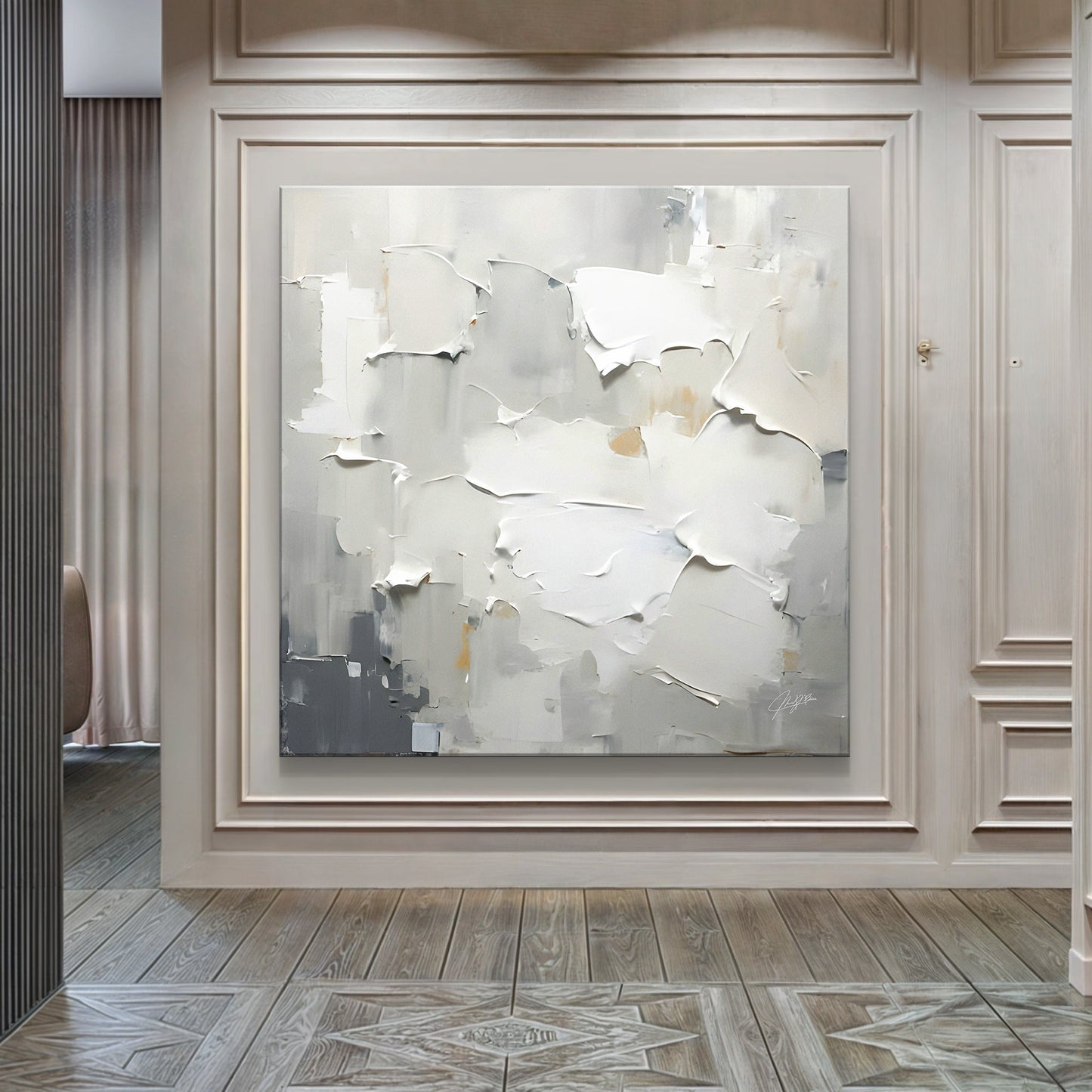 Canvas Print Cream Field by Tailored Canvases, abstract cream-gray peeling-paint texture on Tampa Home & Garden Store