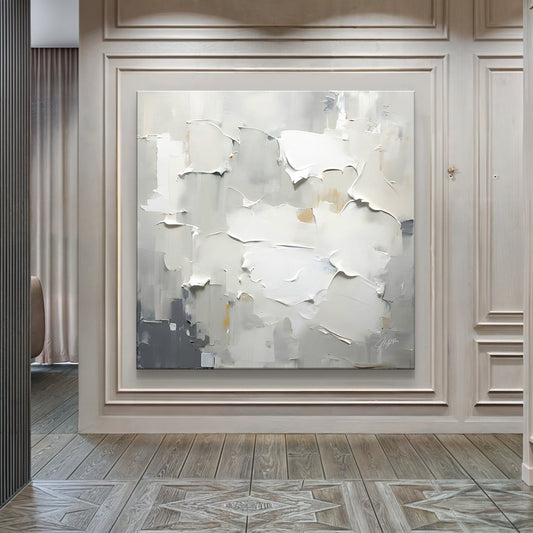 Canvas Print Cream Field by Tailored Canvases, abstract cream-gray peeling-paint texture on Tampa Home & Garden Store