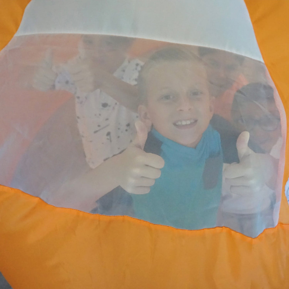 AirFort Creamsicle Orange Inflatable Kids Play Fort with clear mesh window by AirFort.com on Tampa Home & Garden Store