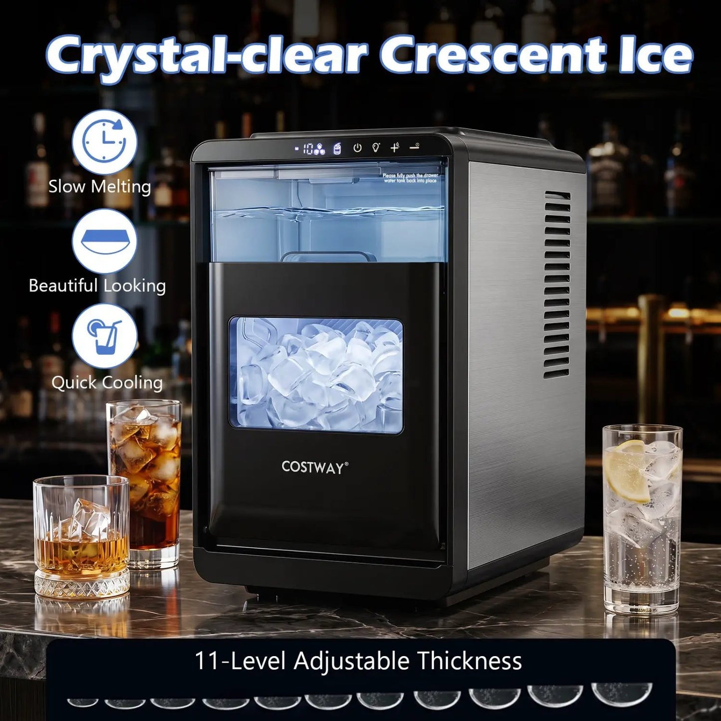 Countertop Ice Maker 26 Lbs and Adjust Thickness