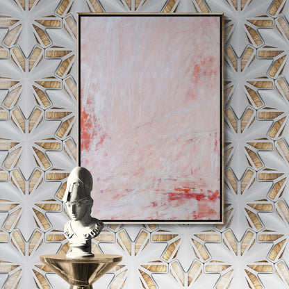 Crimson Veil canvas print by Tailored Canvases; pink marbled texture, black frame with gold edge on Tampa Home & Garden Store